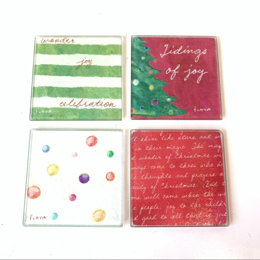 COPY - Vintage FLAVIA Christmas Coaster Set of 4